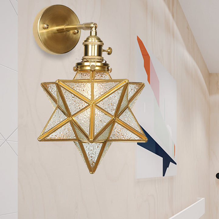 Geometric/Globe/Pentagram Wall Sconce Contemporary Prismatic Glass 1 Bulb Brass Wall Mount Light Fixture | Kalsten