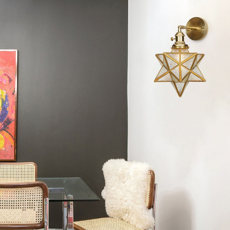 Geometric/Globe/Pentagram Wall Sconce Contemporary Prismatic Glass 1 Bulb Brass Wall Mount Light Fixture | Kalsten
