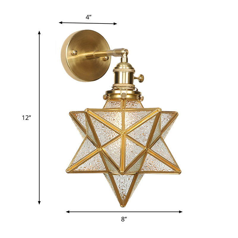 Geometric/Globe/Pentagram Wall Sconce Contemporary Prismatic Glass 1 Bulb Brass Wall Mount Light Fixture | Kalsten