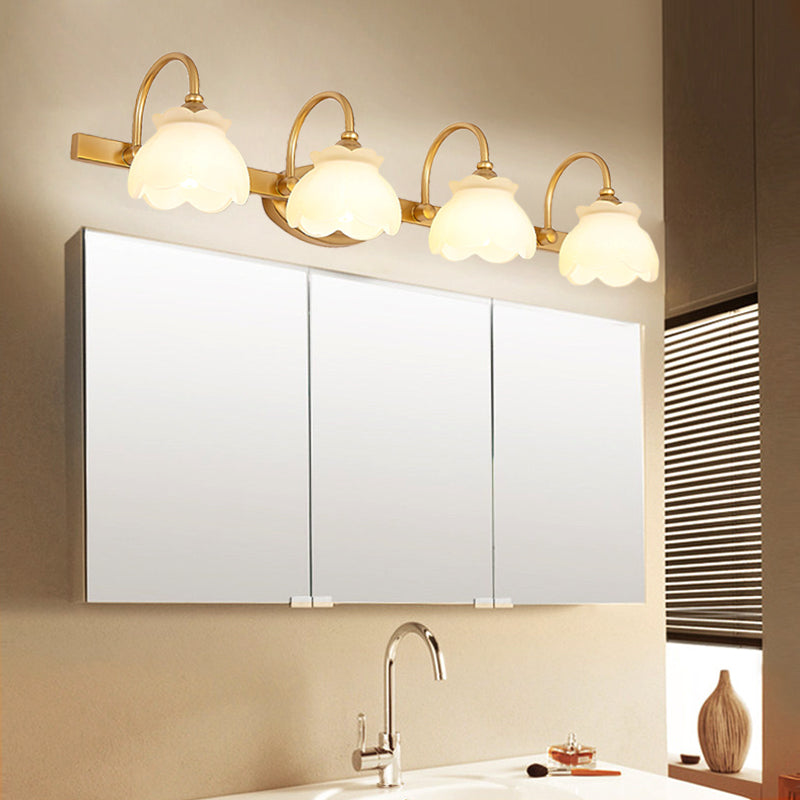 Blossom Bathroom Vanity Mirror Light Traditional Metal LED 2/3/4 Heads Brass Wall Mounted Lamp | Kalsten