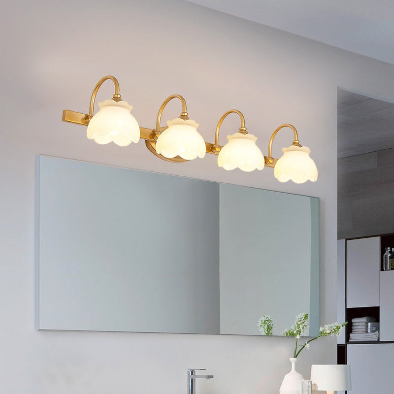 Blossom Bathroom Vanity Mirror Light Traditional Metal LED 2/3/4 Heads Brass Wall Mounted Lamp | Kalsten