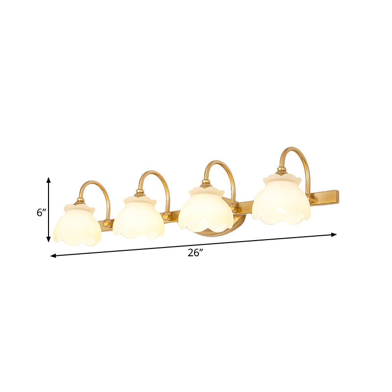 Blossom Bathroom Vanity Mirror Light Traditional Metal LED 2/3/4 Heads Brass Wall Mounted Lamp | Kalsten