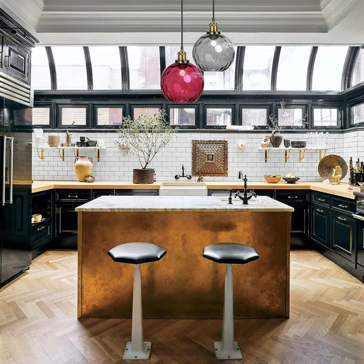 Pendant Light Ripple Glass 7.9 in Sphere Adjustable Dining Room Kitchen Hanging Ceiling Lamp Modern Nordic Minimalist Fixture | Kalsten