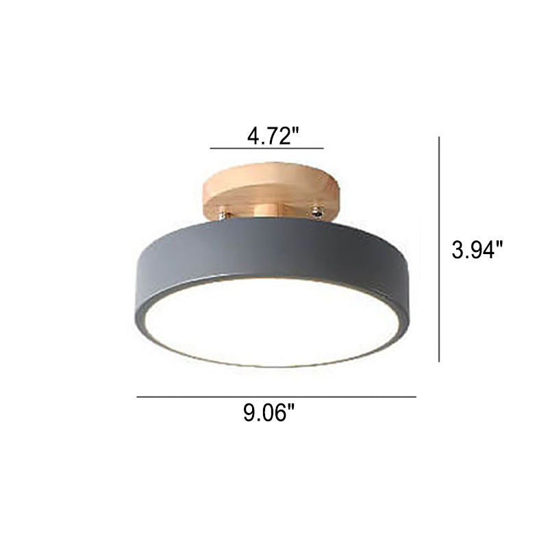Ceiling Light Wood Acrylic 11.8 in LED Semi Flush Bedroom Hallway Modern Low Profile Fixture | Kalsten