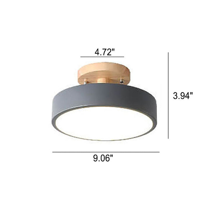 Ceiling Light Wood Acrylic 11.8 in LED Semi Flush Bedroom Hallway Modern Low Profile Fixture | Kalsten