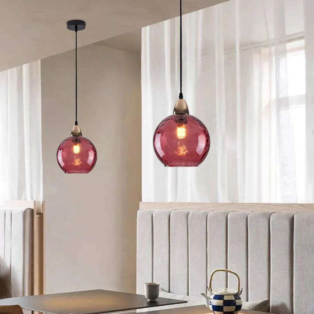 Pendant Light Ripple Glass 7.9 in Sphere Adjustable Dining Room Kitchen Hanging Ceiling Lamp Modern Nordic Minimalist Fixture | Kalsten
