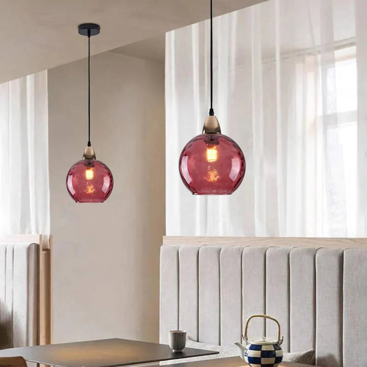 Pendant Light Ripple Glass 7.9 in Sphere Adjustable Dining Room Kitchen Hanging Ceiling Lamp Modern Nordic Minimalist Fixture | Kalsten
