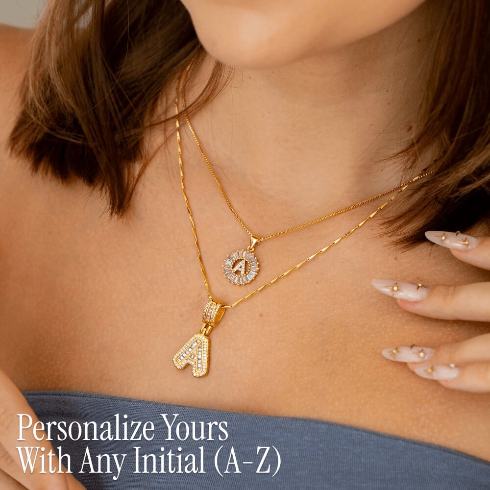 Kalsten | 2pc 14k Diamond Letter Initial Necklaces