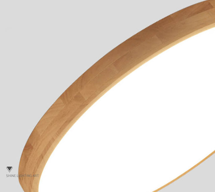 Flush Mount Ceiling Light Wood 23.6 in 48W Beige Living Room Bedroom Adjustable LED Modern Lighting | Kalsten