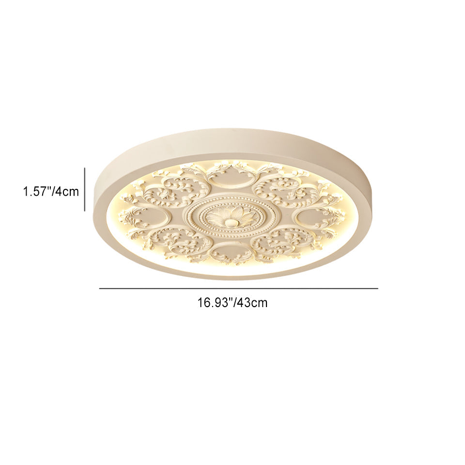 Flush Mount Ceiling Light Iron Acrylic 12.99 in White Living Room Bedroom Minimalist Built-in LED Dimmable Lighting | Kalsten