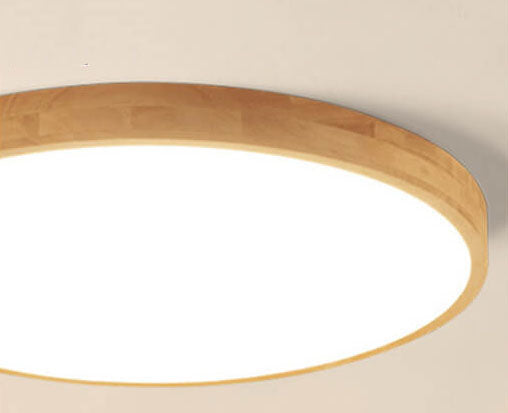 Flush Mount Ceiling Light Wood 23.6 in 48W Beige Living Room Bedroom Adjustable LED Modern Lighting | Kalsten