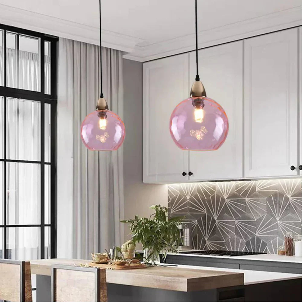 Pendant Light Ripple Glass 7.9 in Sphere Adjustable Dining Room Kitchen Hanging Ceiling Lamp Modern Nordic Minimalist Fixture | Kalsten