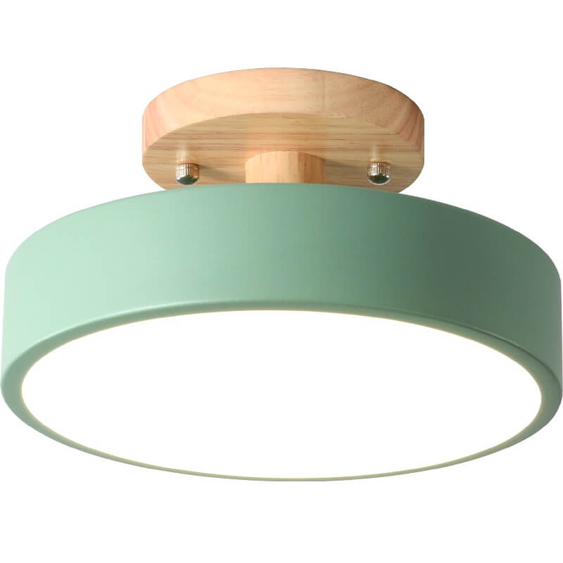 Ceiling Light Wood Acrylic 11.8 in LED Semi Flush Bedroom Hallway Modern Low Profile Fixture | Kalsten