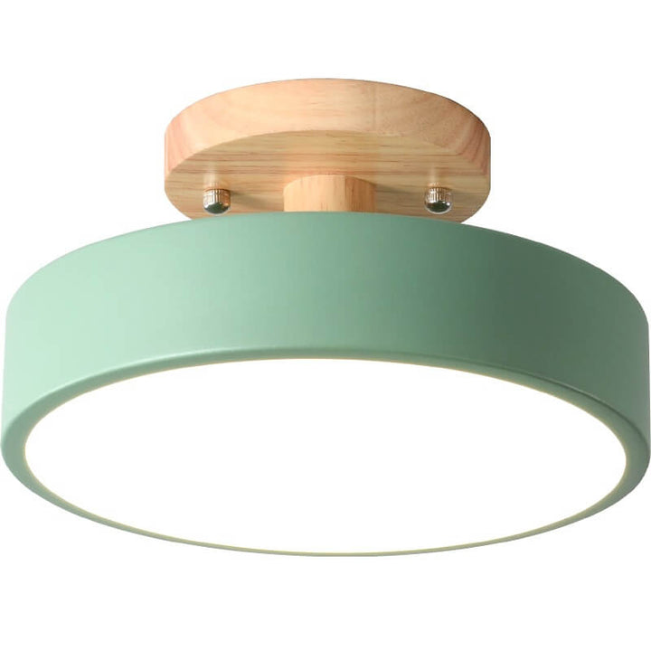 Ceiling Light Wood Acrylic 11.8 in LED Semi Flush Bedroom Hallway Modern Low Profile Fixture | Kalsten