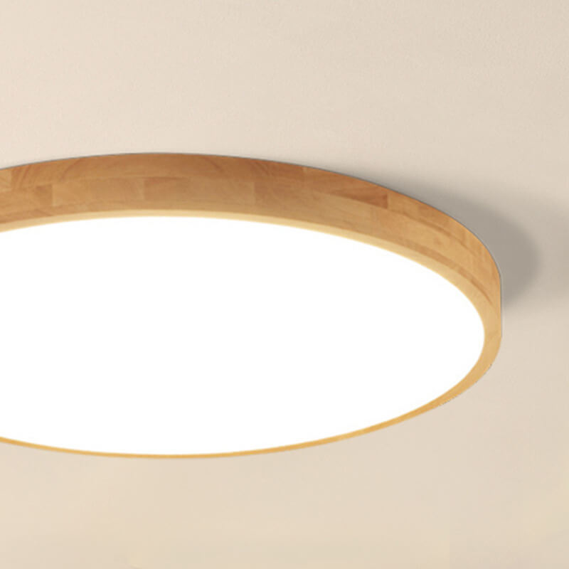 Flush Mount Ceiling Light Wood 23.6 in 48W Beige Living Room Bedroom Adjustable LED Modern Lighting | Kalsten
