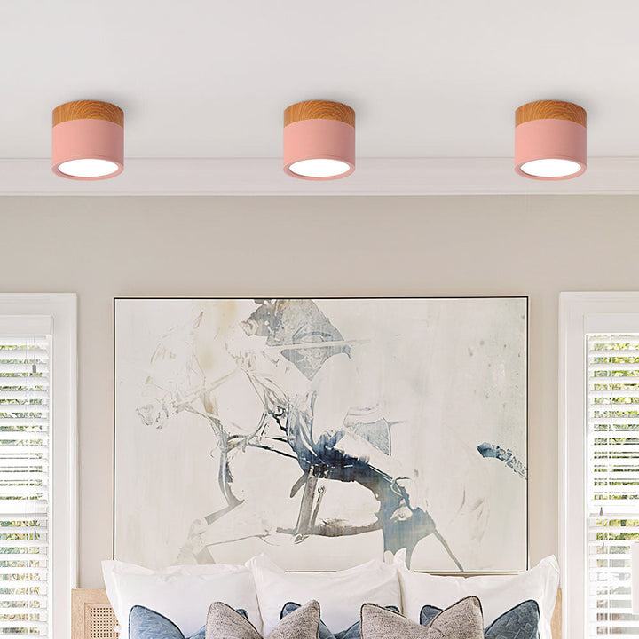 Pink Wood Flush Mount Ceiling Lamp Kalsten