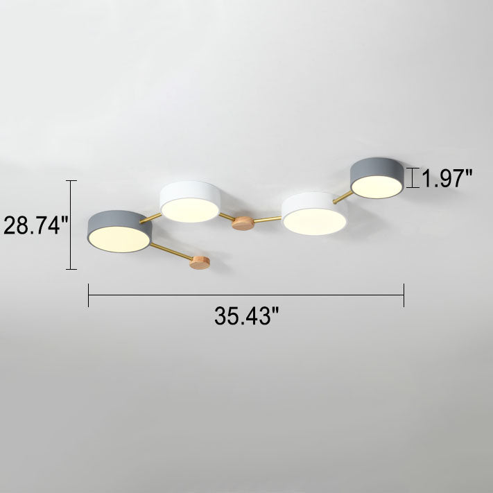 Flush Mount Ceiling Light Iron Solid Wood Acrylic 36W 23.6 in Gray Modern Hallway Living Room Bedroom Lighting | Kalsten