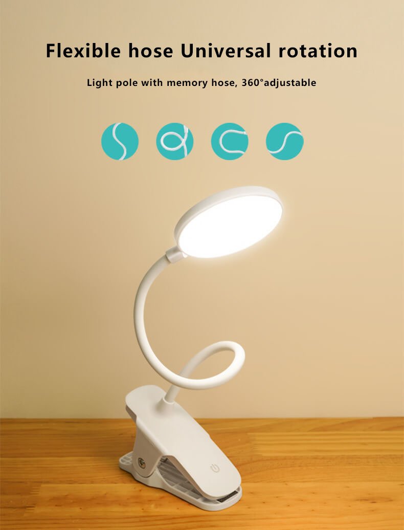 Simple LED Clip Desk Lamp Rechargeable Eye Protection Night Light | Kalsten