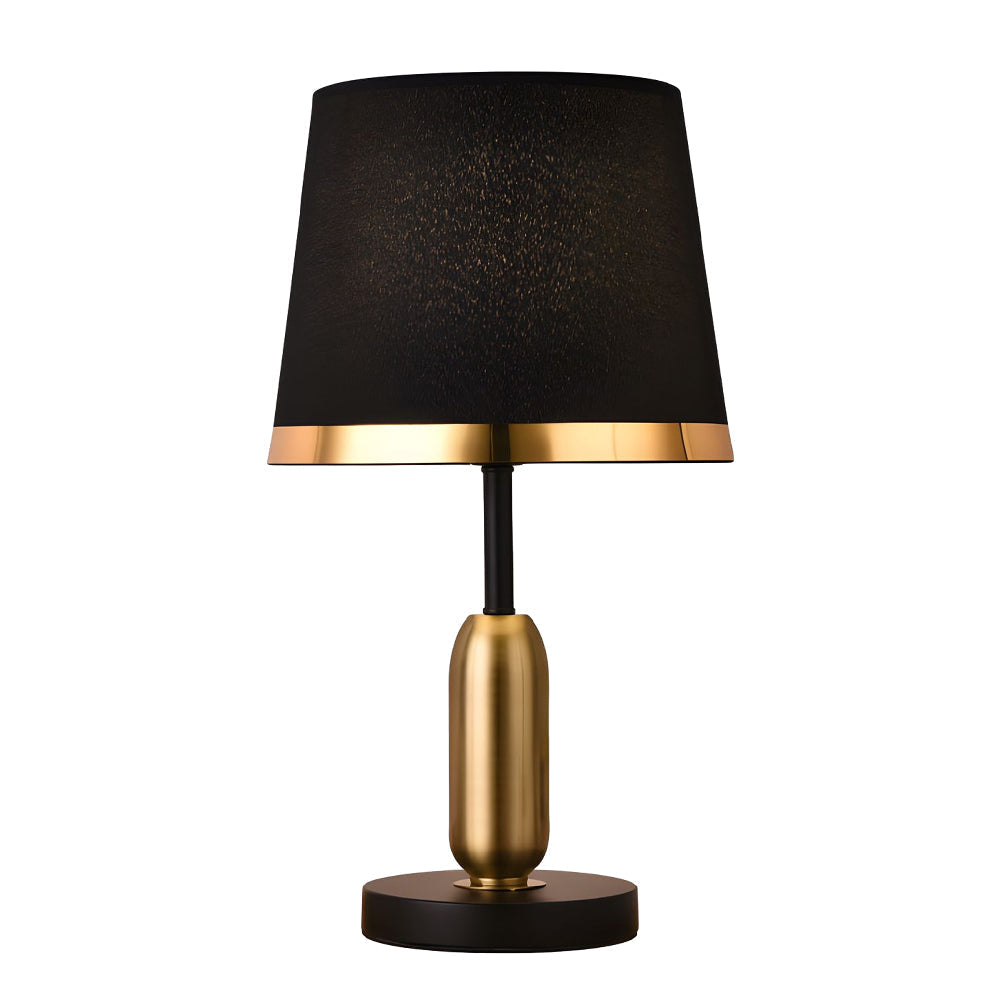 Vintage White/Black and Mid-Century Modern Brass Table Lamp | Kalsten