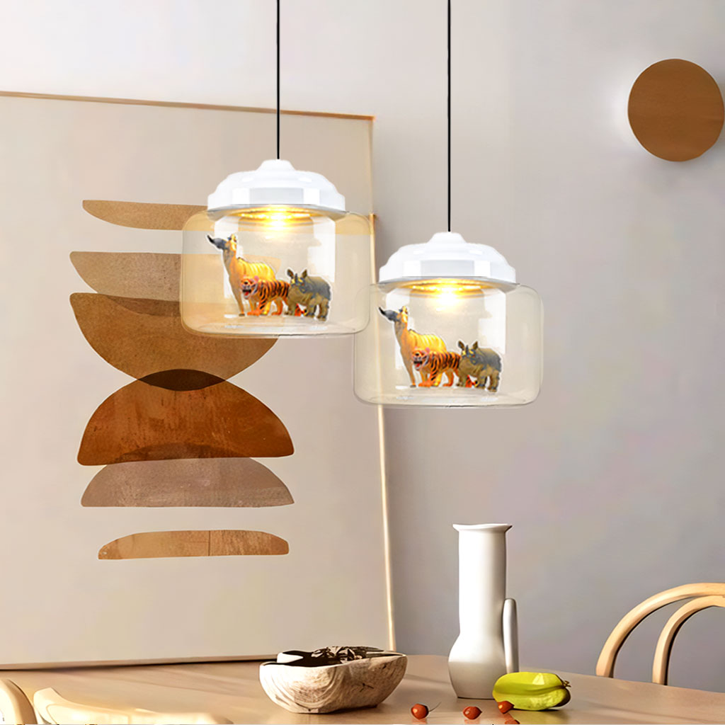 Pendant Light Glass 8.7 in Children’s Room Decorative Ceiling Lamp Whimsical Animal Theme Playful Lighting | Kalsten