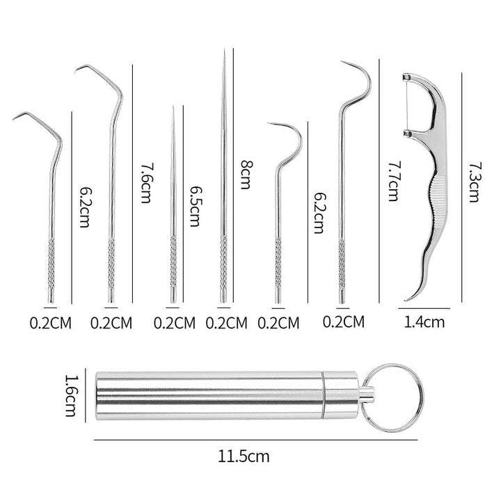 Stainless Steel Toothpick Set (7 pieces) | Kalsten
