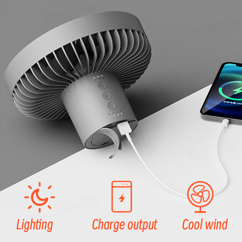 Portable Rechargeable Fan with LED and Built in Power Bank | Kalsten