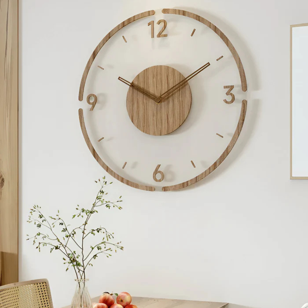 Silent Wall Clock WoodLight – Modern Clock with Acrylic Design for Living Room | Kalsten
