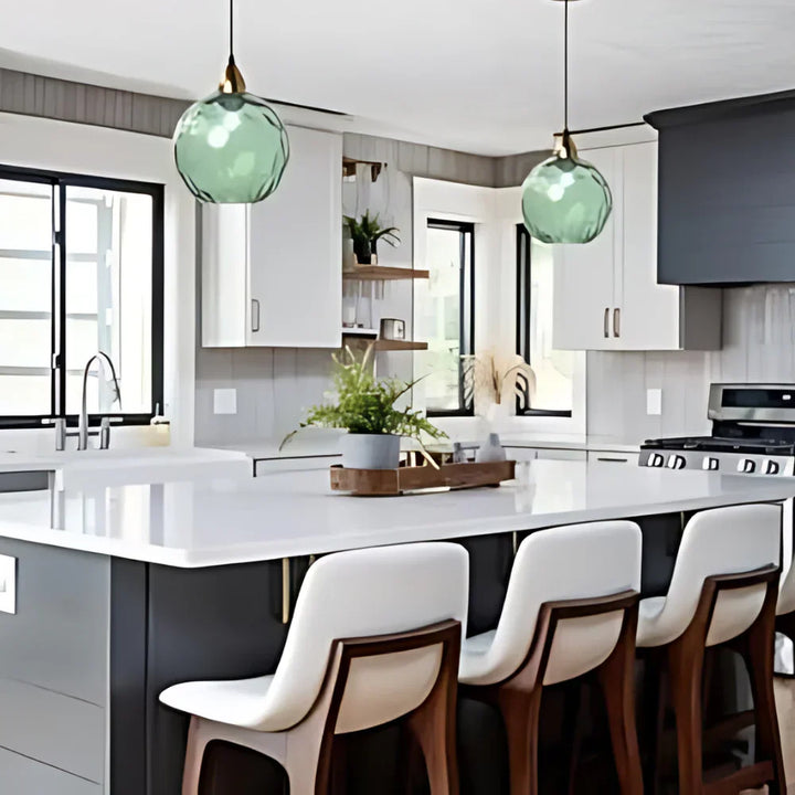 Pendant Light Ripple Glass 7.9 in Sphere Adjustable Dining Room Kitchen Hanging Ceiling Lamp Modern Nordic Minimalist Fixture | Kalsten