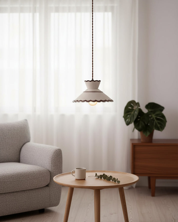 Pendant Light Ceramic 9.6 in Cream Vintage Dining Room Kitchen Island Hanging Ceiling Lamp | Kalsten