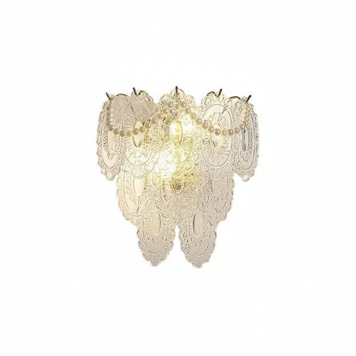 Glass Wall Sconce – French Leaf Feather Pearl Gold (E14 Dimming & 31x34cm) | Kalsten