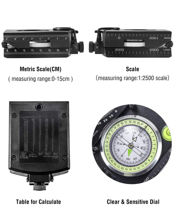 Kalsten | Military Compass | Waterproof Aluminum Alloy | Clinometer & Sighting Lens | Survival, Camping & Hiking