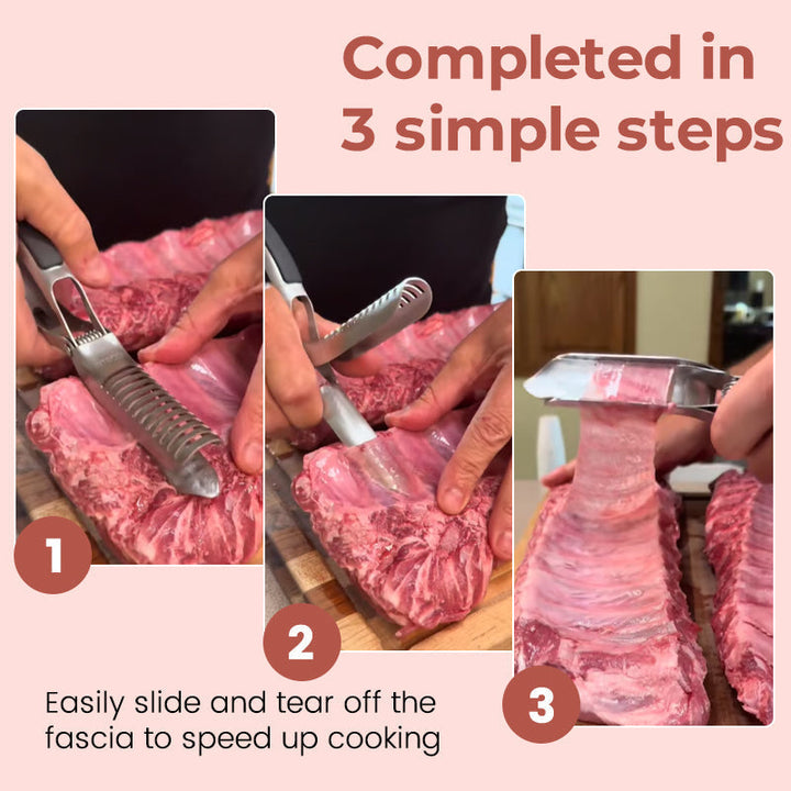 Kalsten | Rib Membrane Remover Tool | Stainless Steel | Ergonomic Handle | Easy Meat Prep