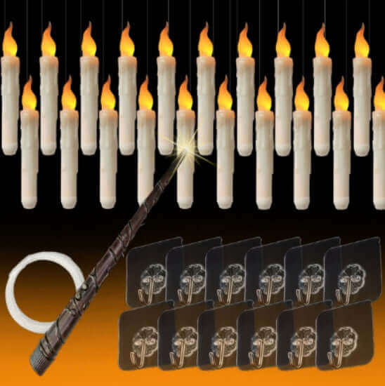 20 LED Floating Taper Candles With Candle Sticks and Magic Wand Remote Control for Home and Event Decoration | Kalsten