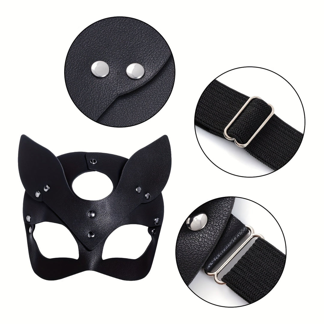 Kalsten | Women’s   Faux Leather Halloween Costume Accessories | Cat Mask Gloves