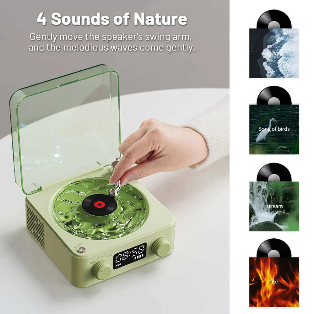 Retro Turntable Speaker Wireless Bluetooth 5.0 Vinyl Record Player Stereo Sound With White Noise RGB Projection Lamp Effect | Kalsten