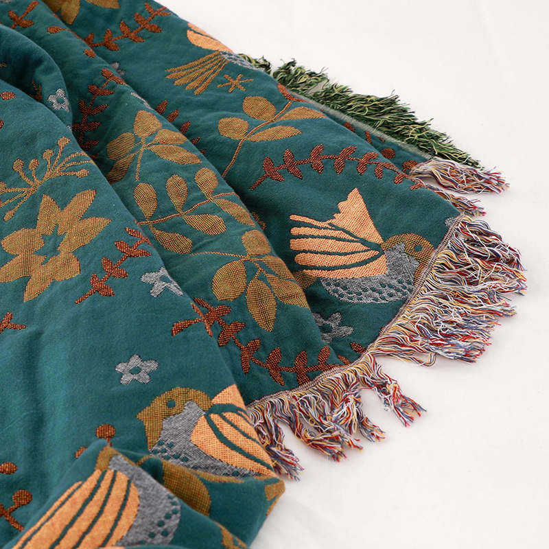 Premium Reversible Scandinavian Bird Throw Blanket - Extra Soft Kalsten