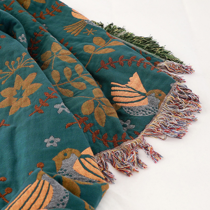 Premium Reversible Scandinavian Bird Throw Blanket - Extra Soft Kalsten