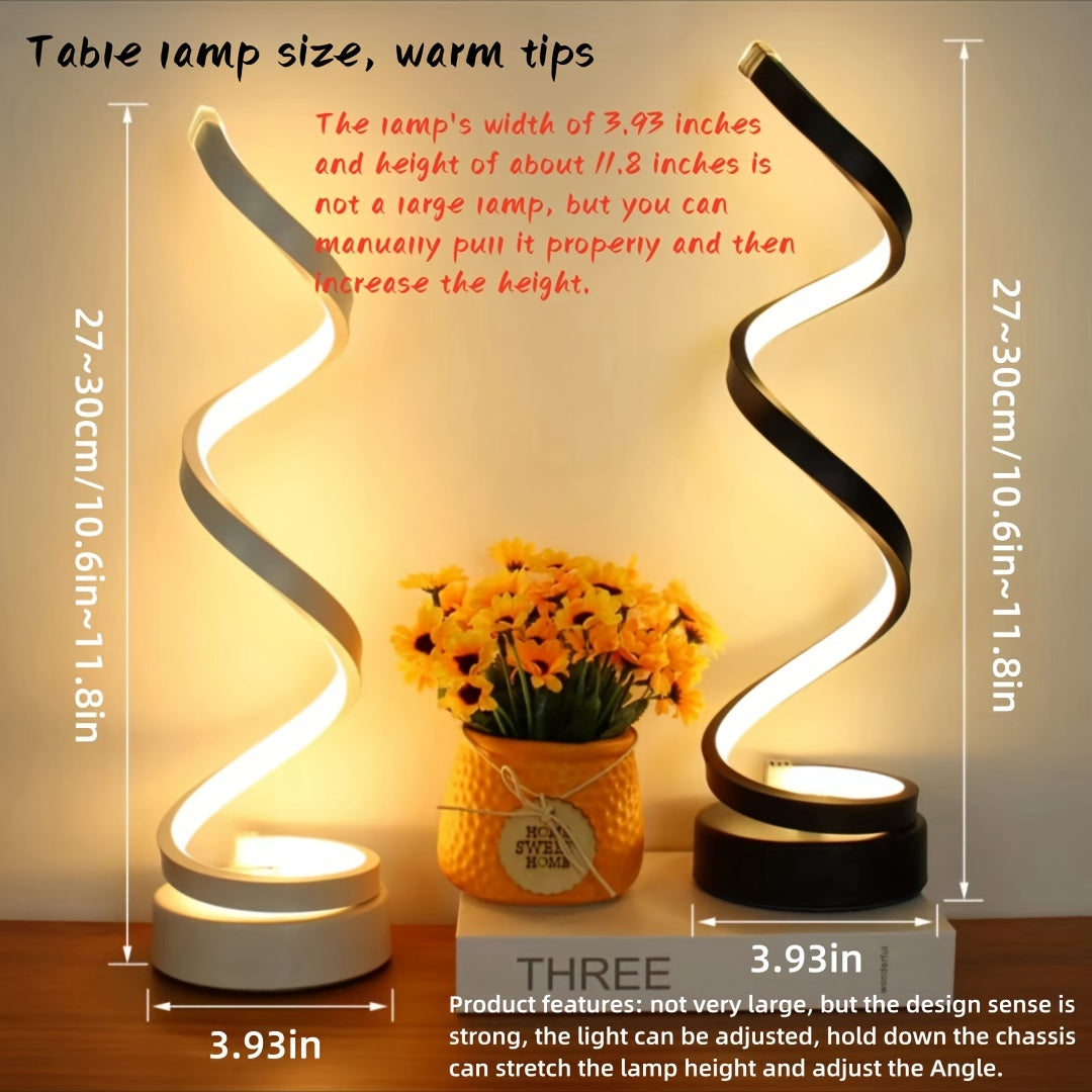Modern Spiral Table Lamp – Creative LED Desk Lamp with Gentle Warm Light, Perfect for Bedroom, Living Room, and Study Decor | Kalsten