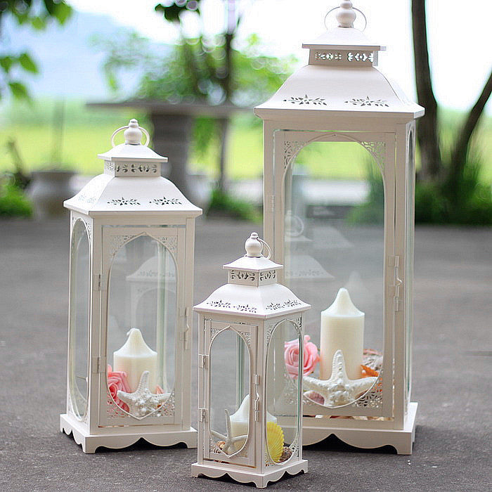 Ornamental Gothic Dome Lantern with Colored Glass Panels and Tealight Holder Kalsten