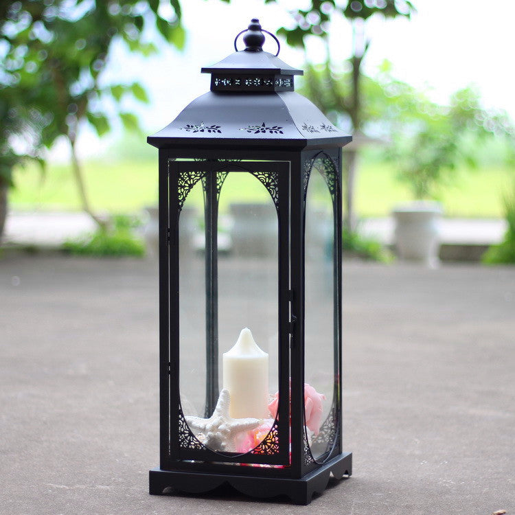 Antique-Style Metal and Glass Lantern Trio with Hinged Door and Carry Ring Kalsten
