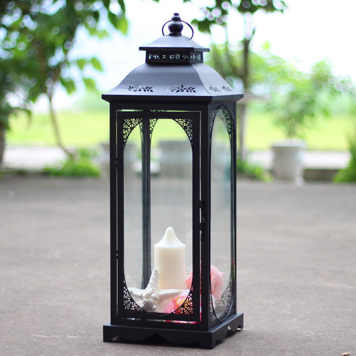 Antique-Style Metal and Glass Lantern Trio with Hinged Door and Carry Ring Kalsten