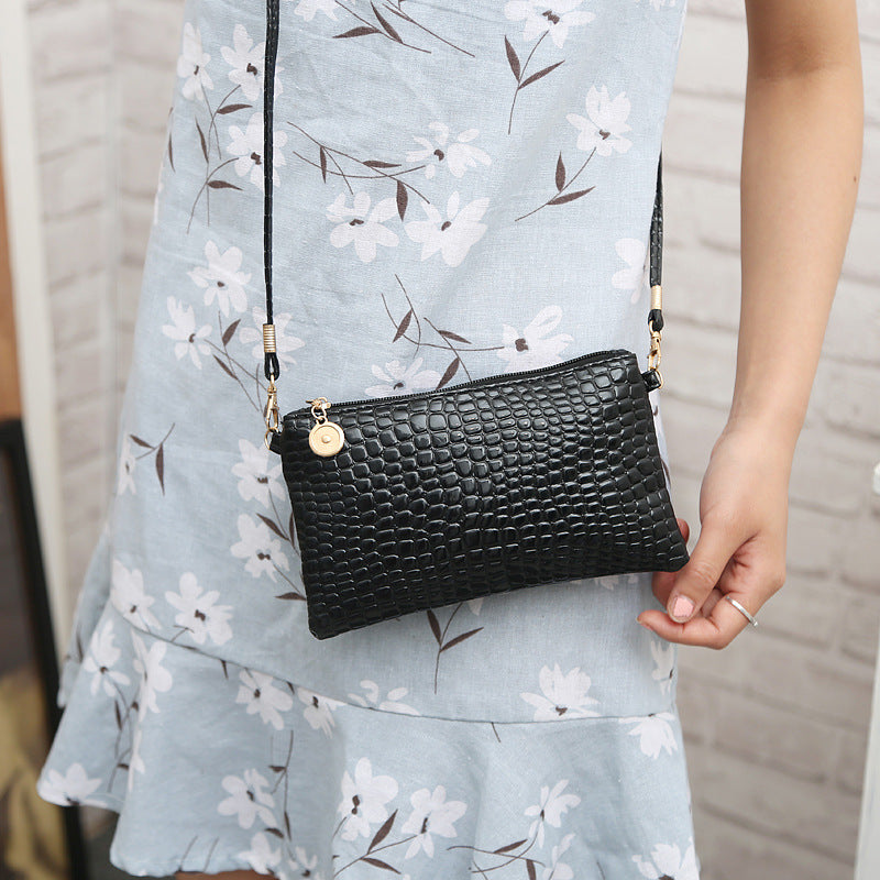 Crocodile Embossed Crossbody Clutch Bag