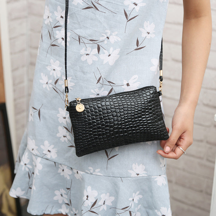 Crocodile Embossed Crossbody Clutch Bag