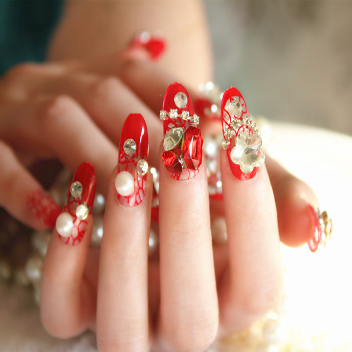 Rhinestone-Embellished Press-On Nail Set
