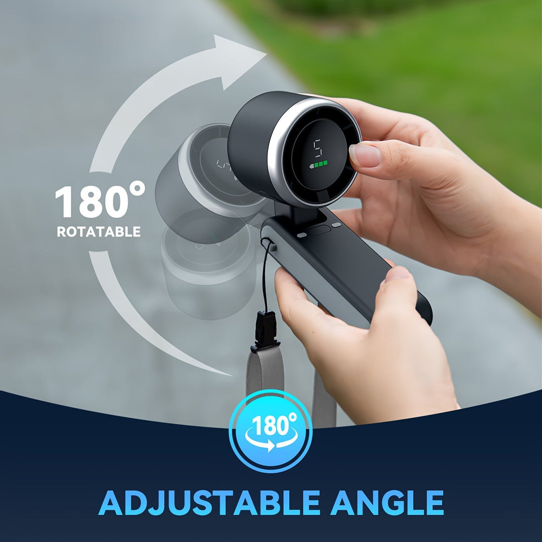 12 Hour Turbo Handheld Fan with LED Light - 5 Speed Battery Operated Cooling Fan, 3 in 1 Air Turbo Technology - Compact Design for Outdoor, Travel and Daily Use | Kalsten