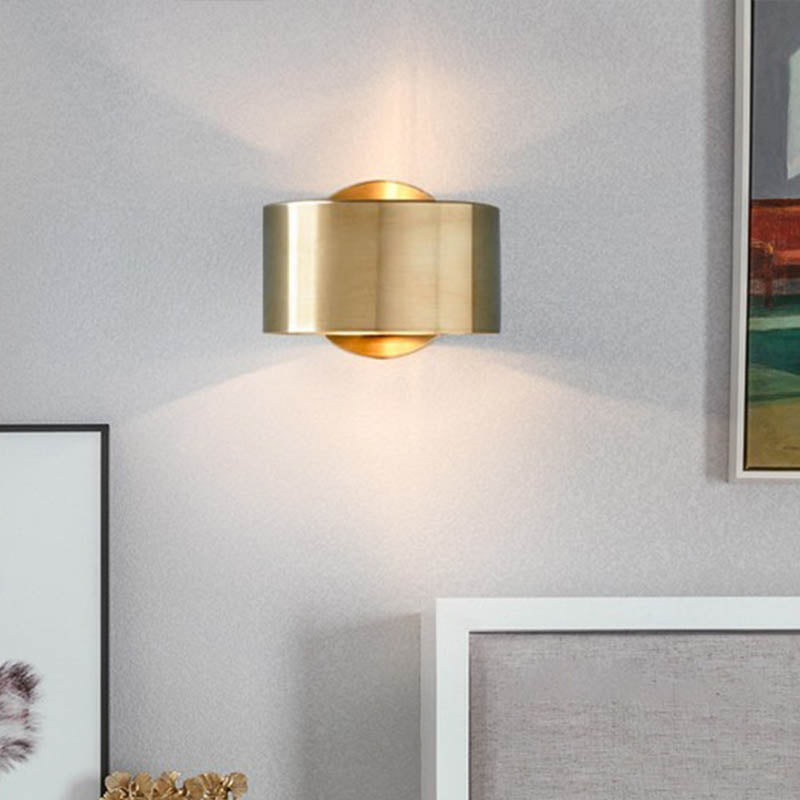 Drum Wall Mounted Light Minimalist Metal 1 Head Living Room Wall Lighting Fixture in Gold | Kalsten