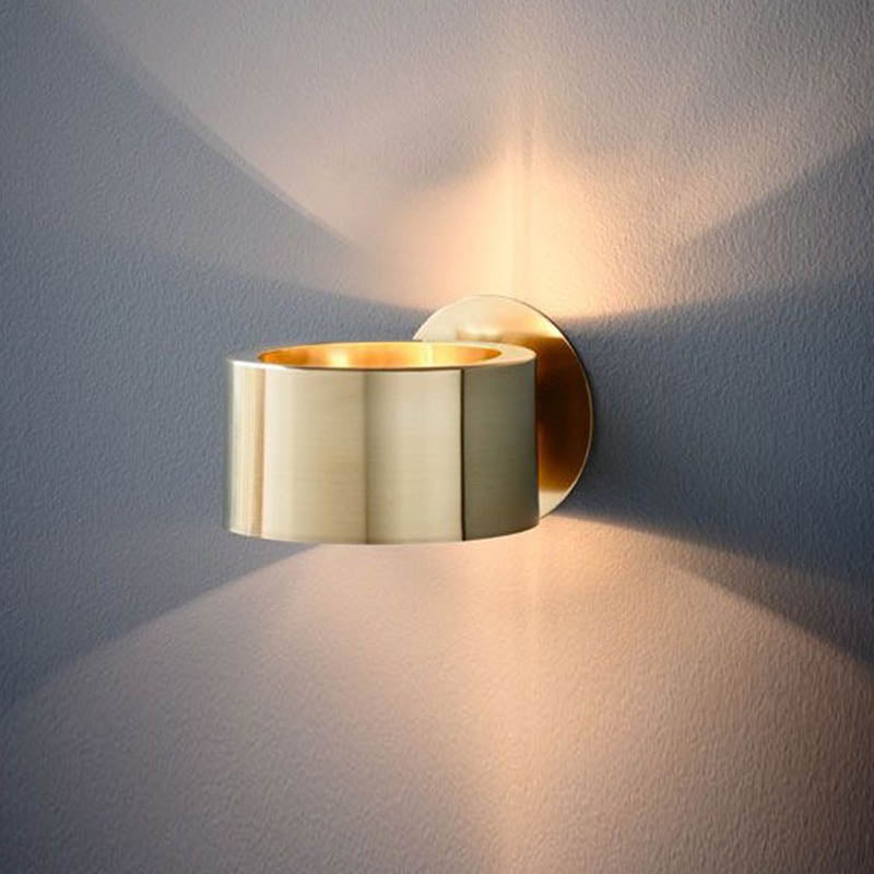 Drum Wall Mounted Light Minimalist Metal 1 Head Living Room Wall Lighting Fixture in Gold | Kalsten