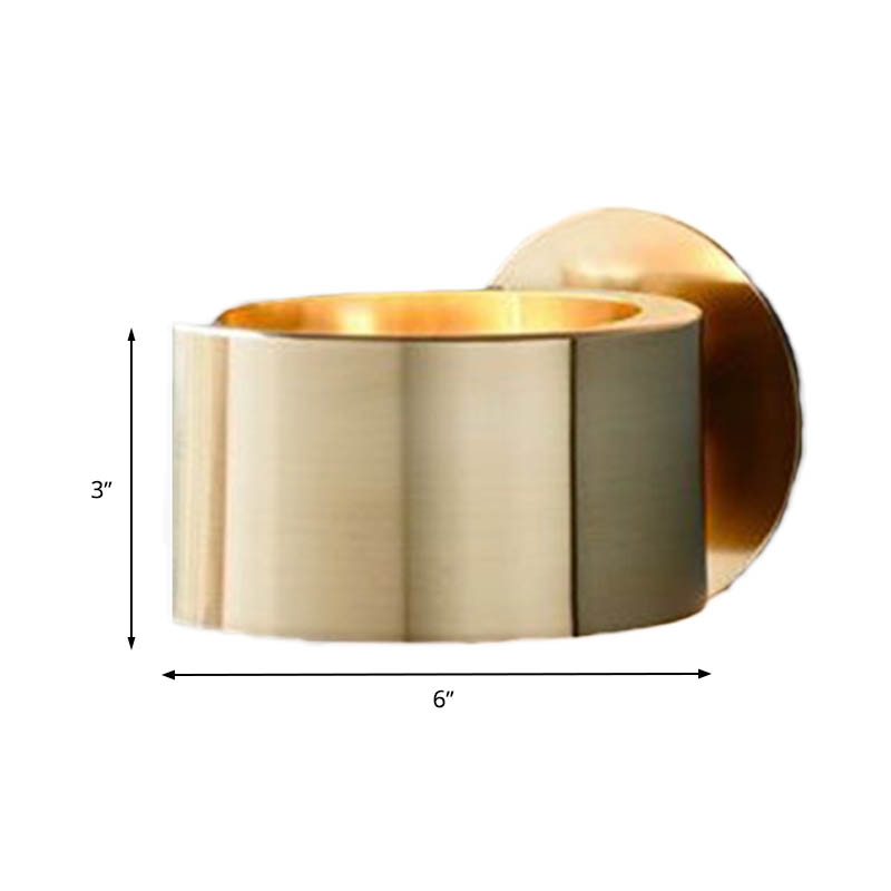 Drum Wall Mounted Light Minimalist Metal 1 Head Living Room Wall Lighting Fixture in Gold | Kalsten
