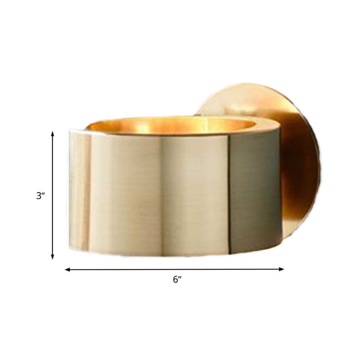 Drum Wall Mounted Light Minimalist Metal 1 Head Living Room Wall Lighting Fixture in Gold | Kalsten