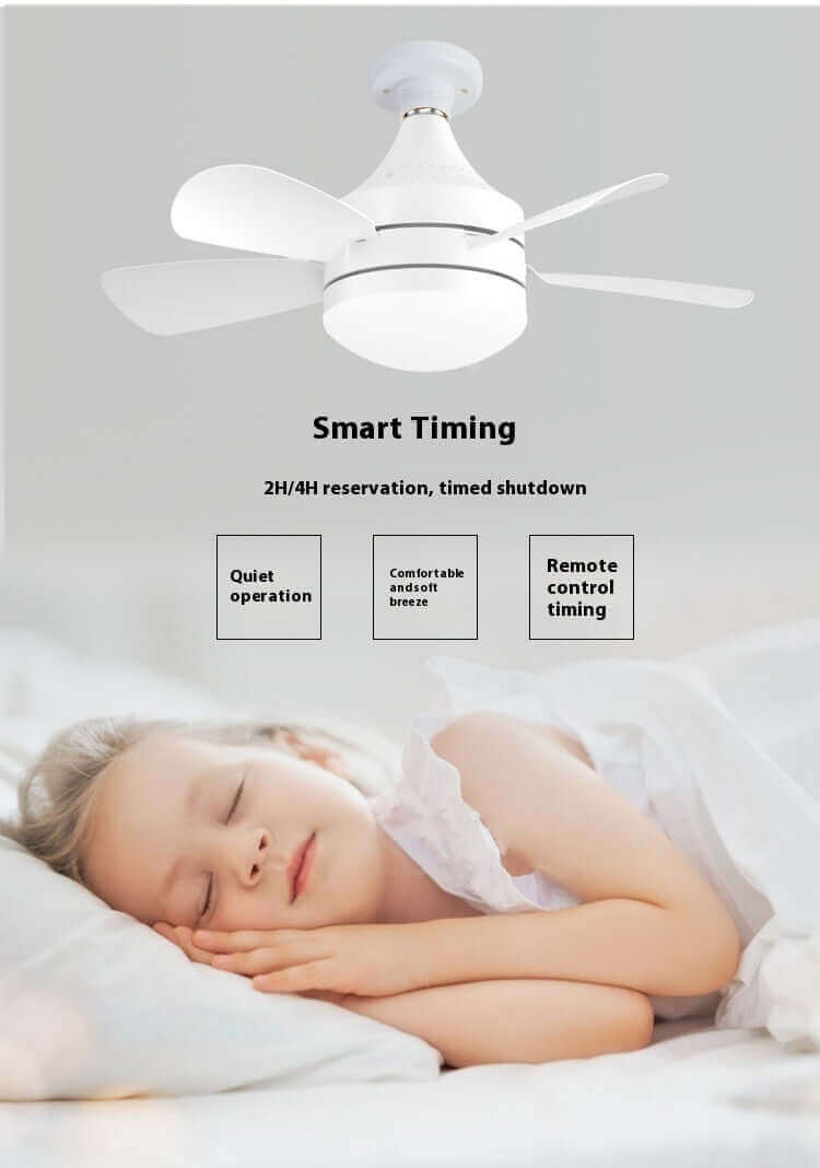 LED Straight Leaf Fan Lamp E27 Screw Detachable Fan Blade Bedroom Three-color Dimming Ceiling Ceiling Fan Lights | Kalsten
